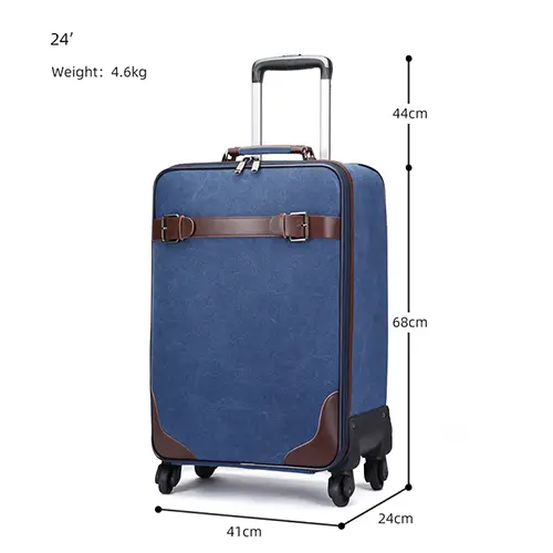 Premium Vintage-Style 24-Inch Trolley Suitcase